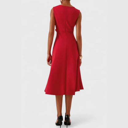 Veridiana | Women's Draped Asymmetric Midi Dress View 16