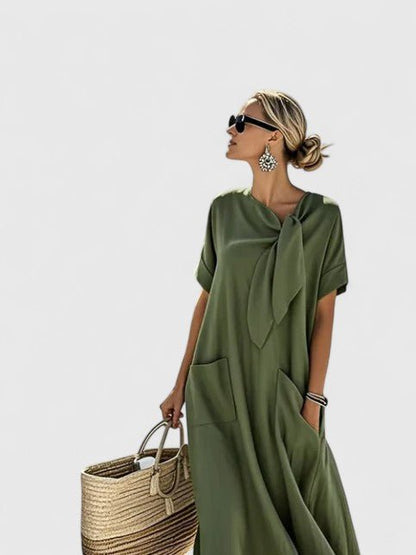 Viola | Elegant Tie Neck Maxi Dress Back