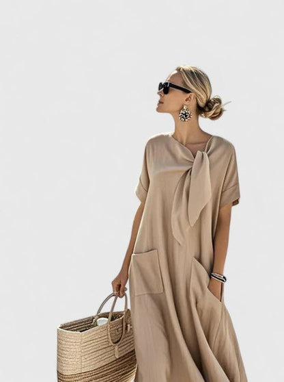 Viola | Elegant Tie Neck Maxi Dress Side