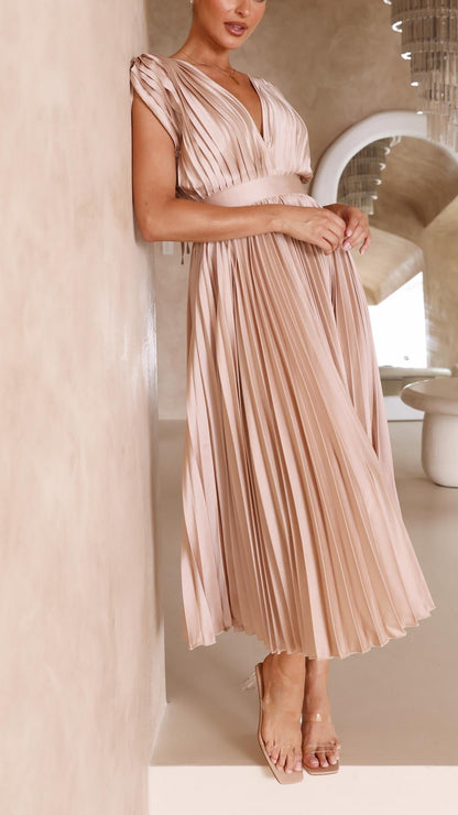 Violet | Women's Elegant Pleated Maxi Dress Alternate