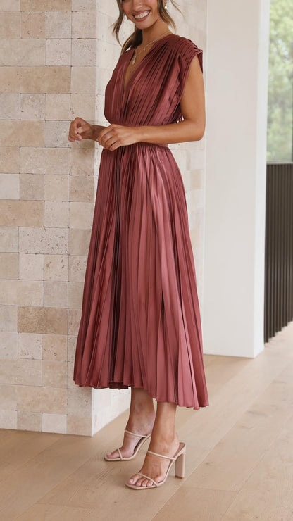 Violet | Women's Elegant Pleated Maxi Dress Back