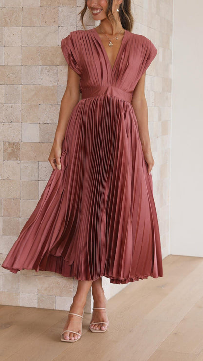 Violet | Women's Elegant Pleated Maxi Dress Detail
