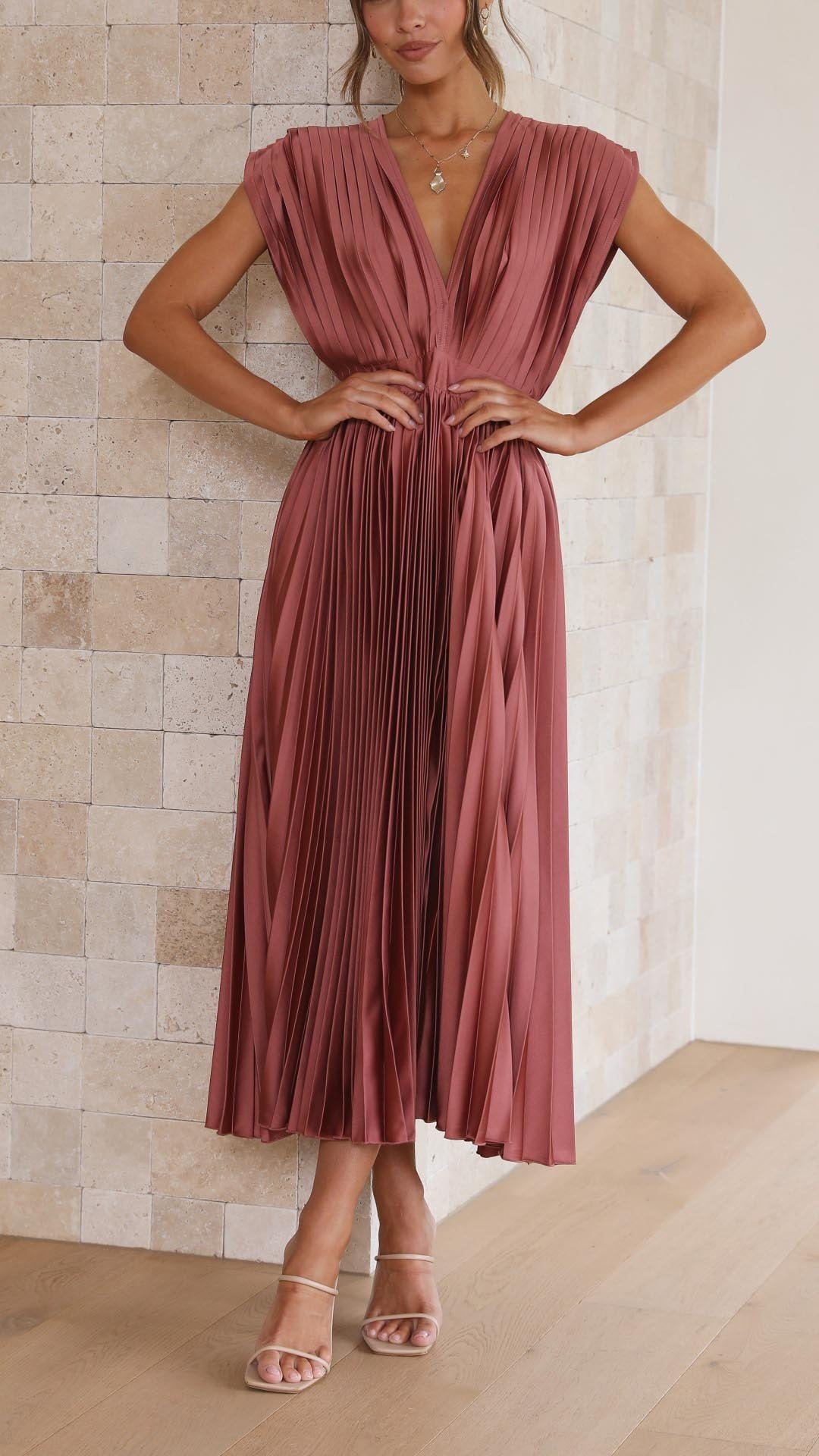 Violet | Women's Elegant Pleated Maxi Dress Hero