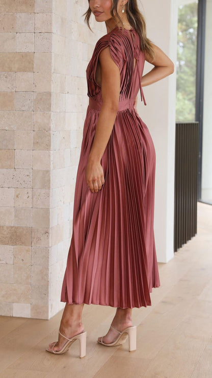 Violet | Women's Elegant Pleated Maxi Dress Side