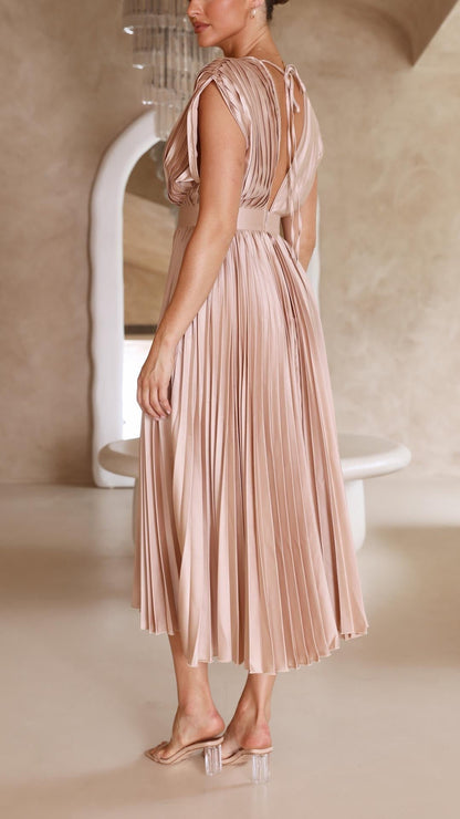 Violet | Women's Elegant Pleated Maxi Dress View 12