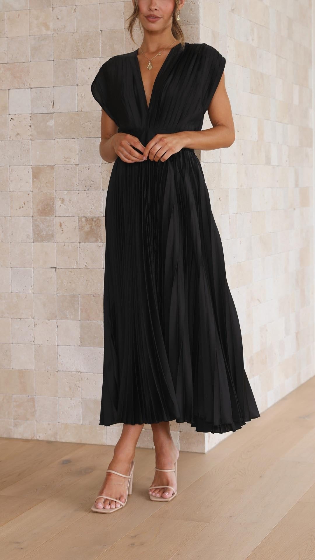 Violet | Women's Elegant Pleated Maxi Dress View 13