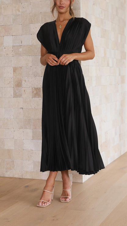 Violet | Women's Elegant Pleated Maxi Dress View 13