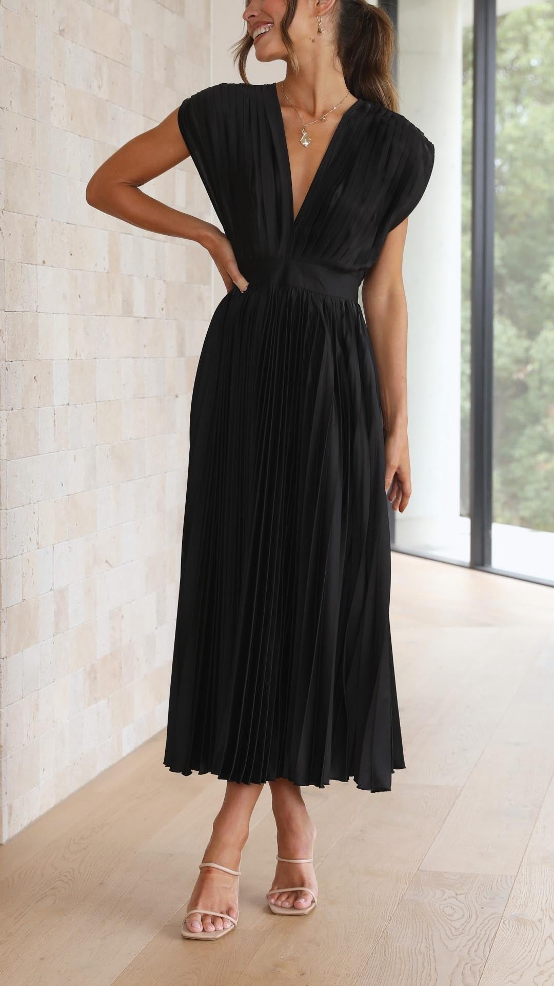 Violet | Women's Elegant Pleated Maxi Dress View 14