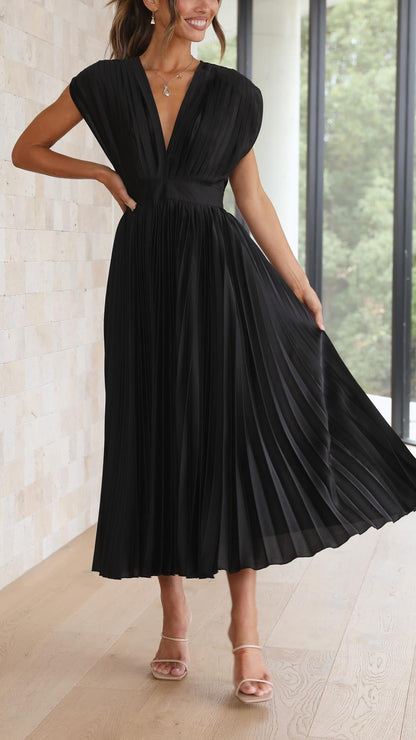 Violet | Women's Elegant Pleated Maxi Dress View 15