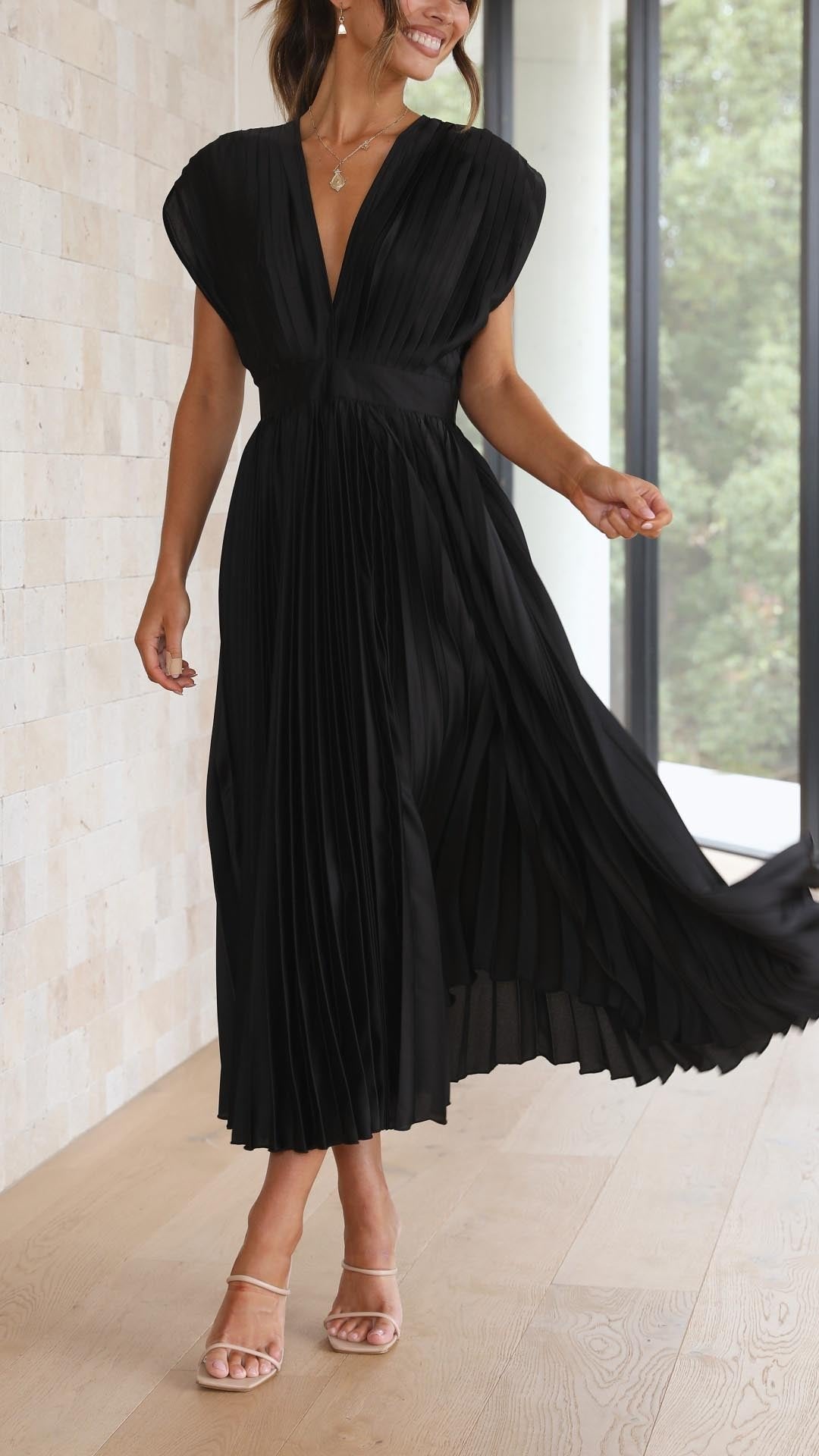 Violet | Women's Elegant Pleated Maxi Dress View 17