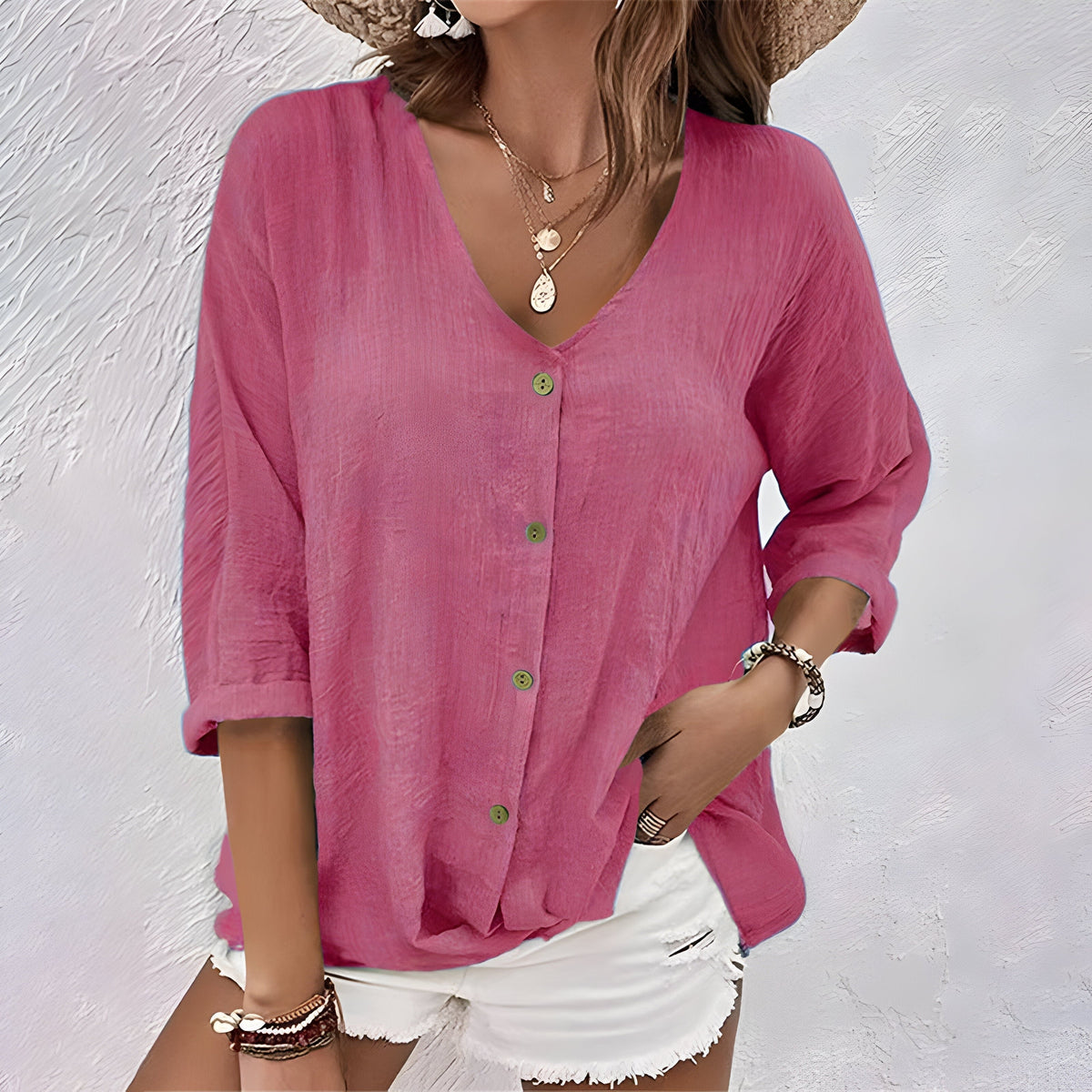 Violette | Women's Relaxed Button-Up Blouse Back