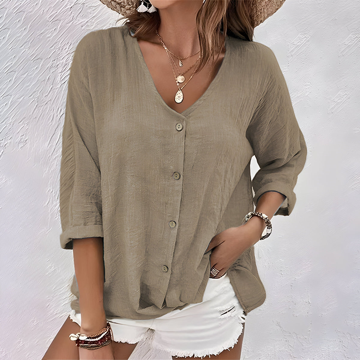 Violette | Women's Relaxed Button-Up Blouse Lifestyle