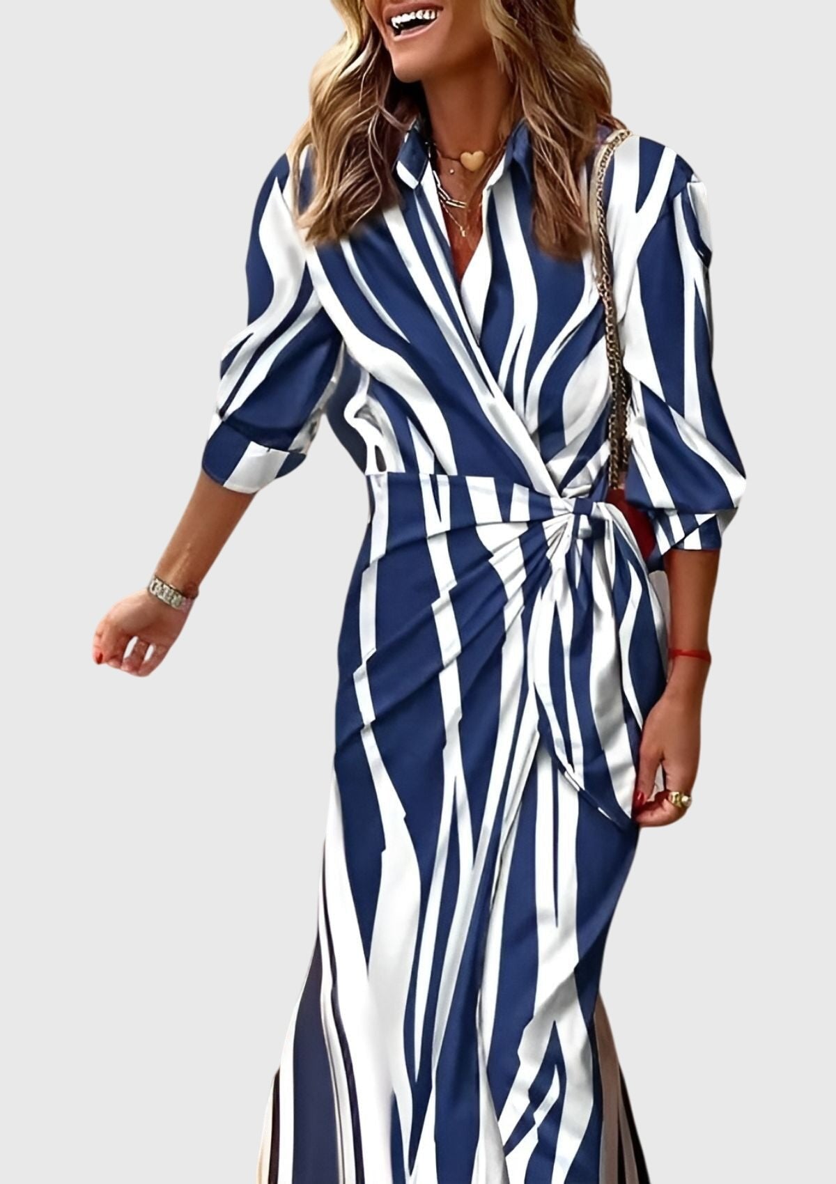 Virelaine | Women's Elegant Wrap Dress Printed Midi Alternate