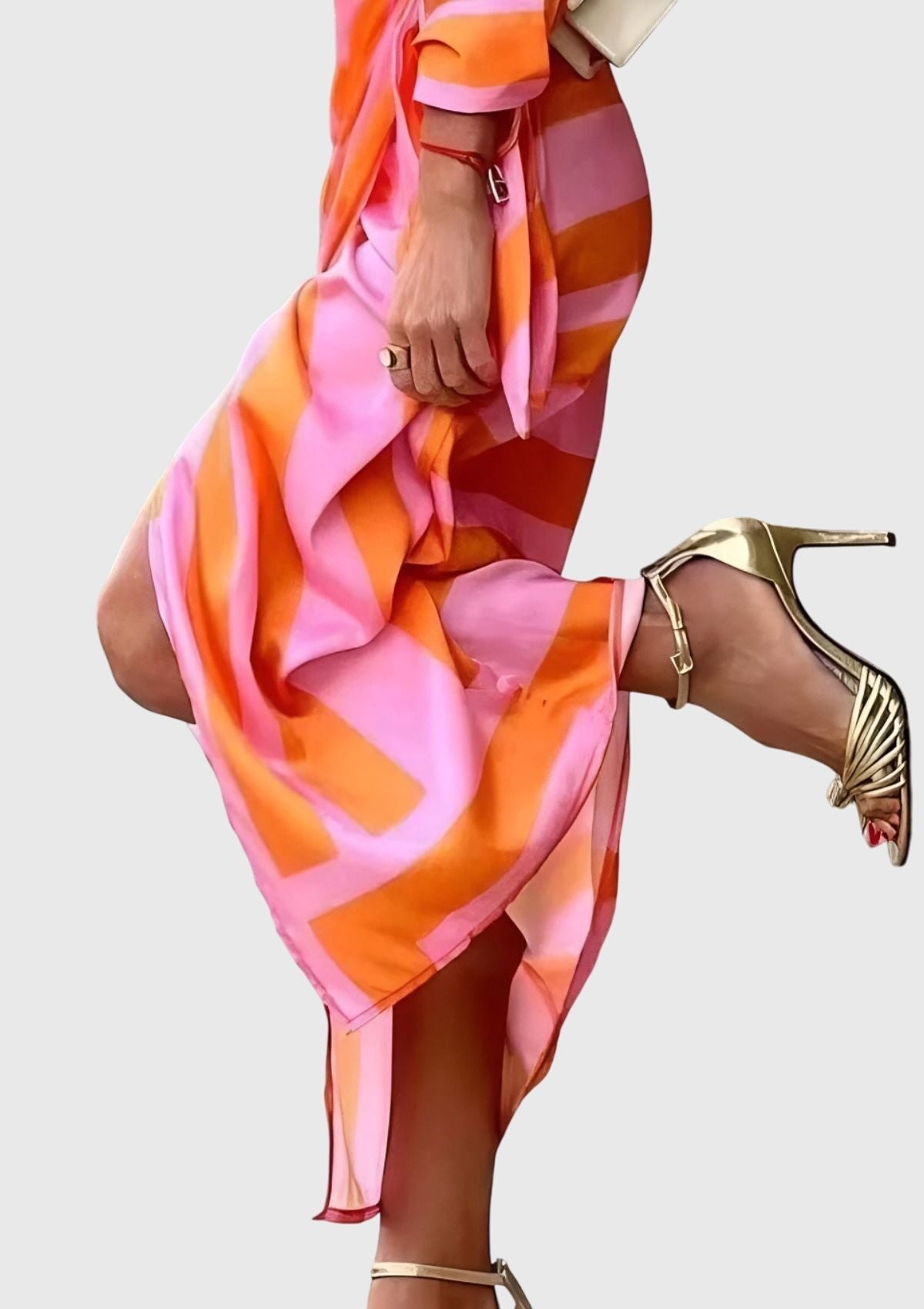 Virelaine | Women's Elegant Wrap Dress Printed Midi Detail