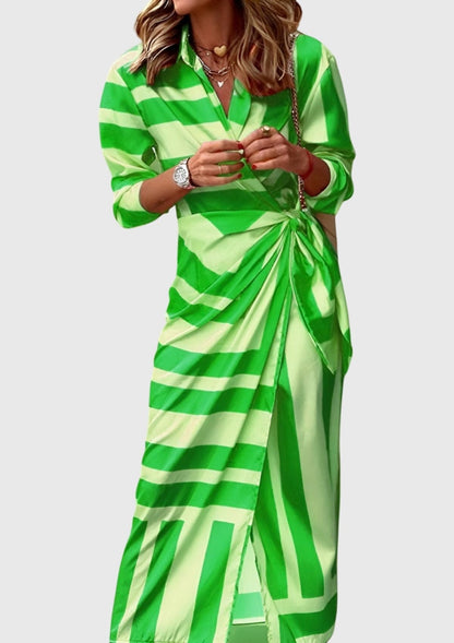 Virelaine | Women's Elegant Wrap Dress Printed Midi Full