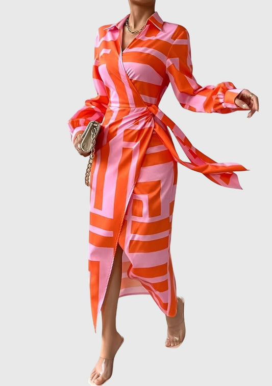 Virelaine | Women's Elegant Wrap Dress Printed Midi Hero