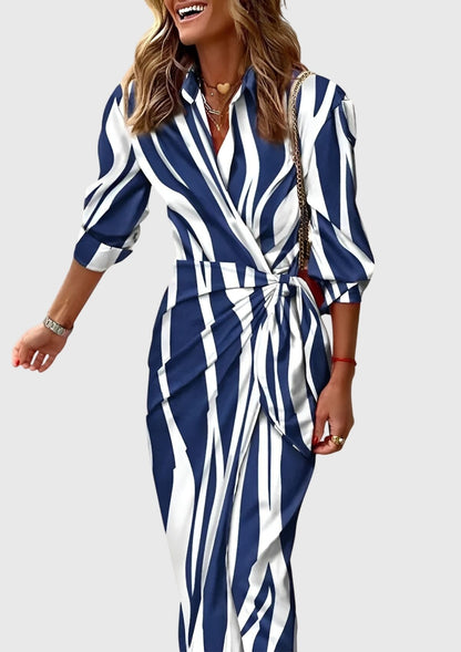 Virelaine | Women's Elegant Wrap Dress Printed Midi View 11