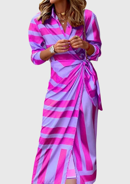 Virelaine | Women's Elegant Wrap Dress Printed Midi View 12