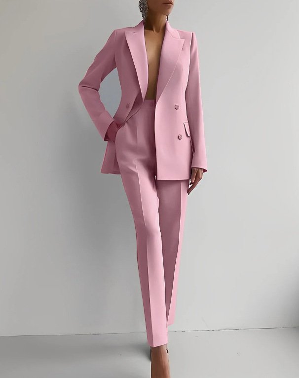 Vivelle | Women's Elegant Plunge-Neck Tailored Suit Detail