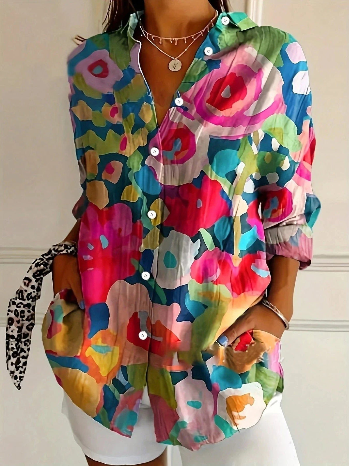 Vivienne | Women's Playful Print Watercolor Blouse Back