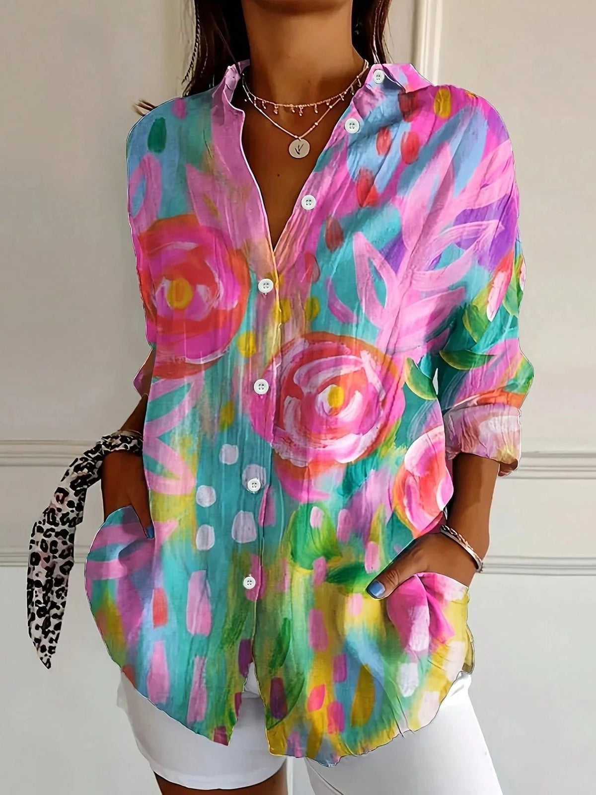 Vivienne | Women's Playful Print Watercolor Blouse Hero