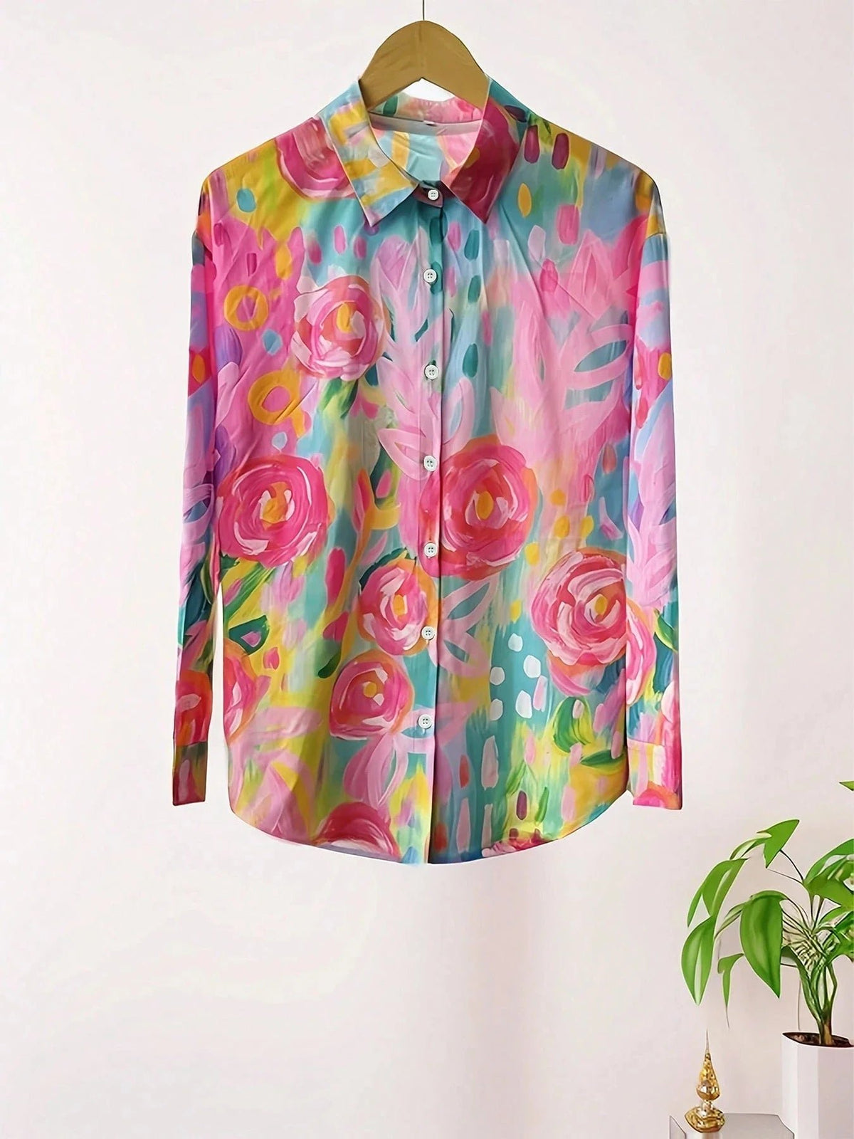 Vivienne | Women's Playful Print Watercolor Blouse Lifestyle