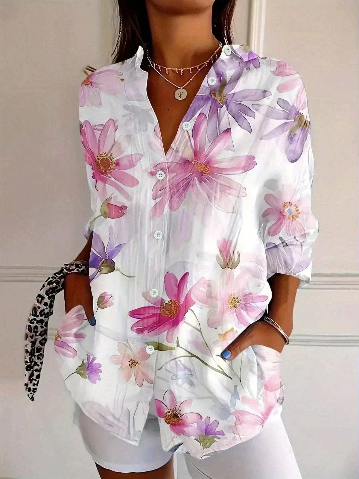 Vivienne | Women's Playful Print Watercolor Blouse Side