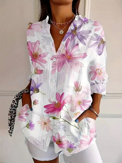 Vivienne | Women's Playful Print Watercolor Blouse Side