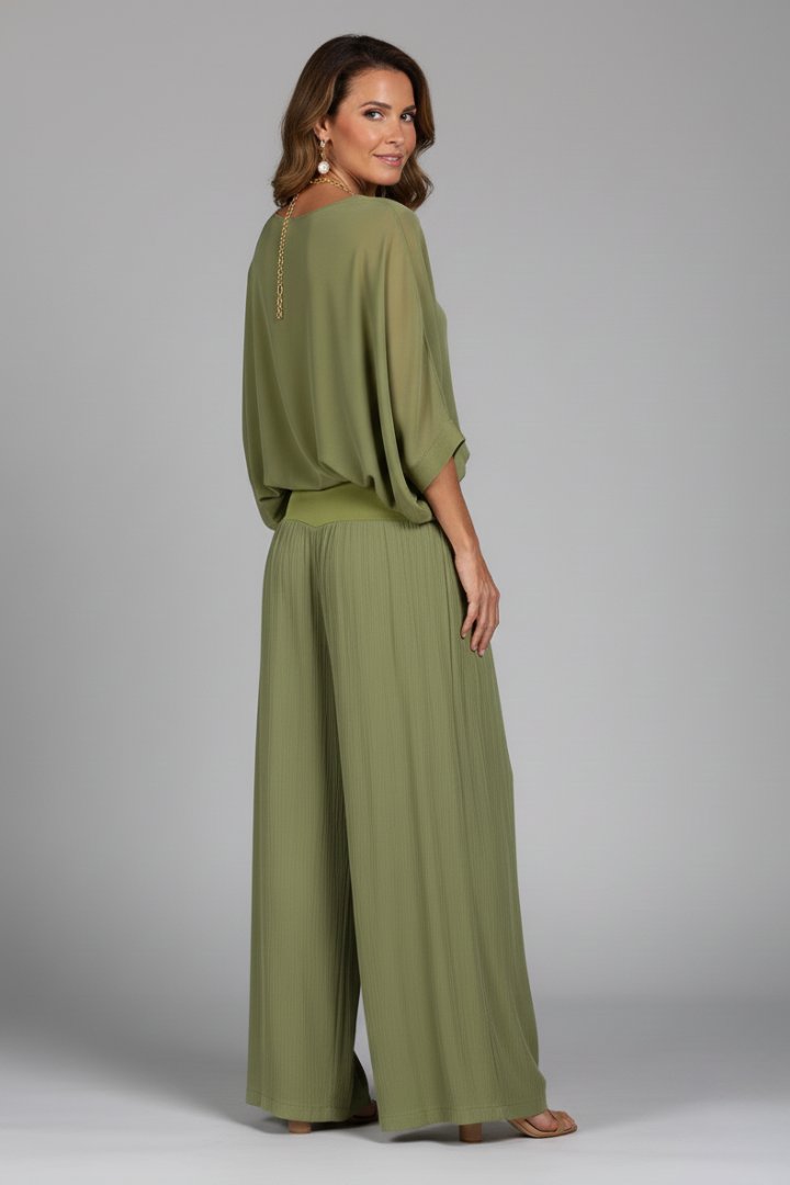 Wivaine | Women's Chiffon Batwing Wide-Leg Set Back