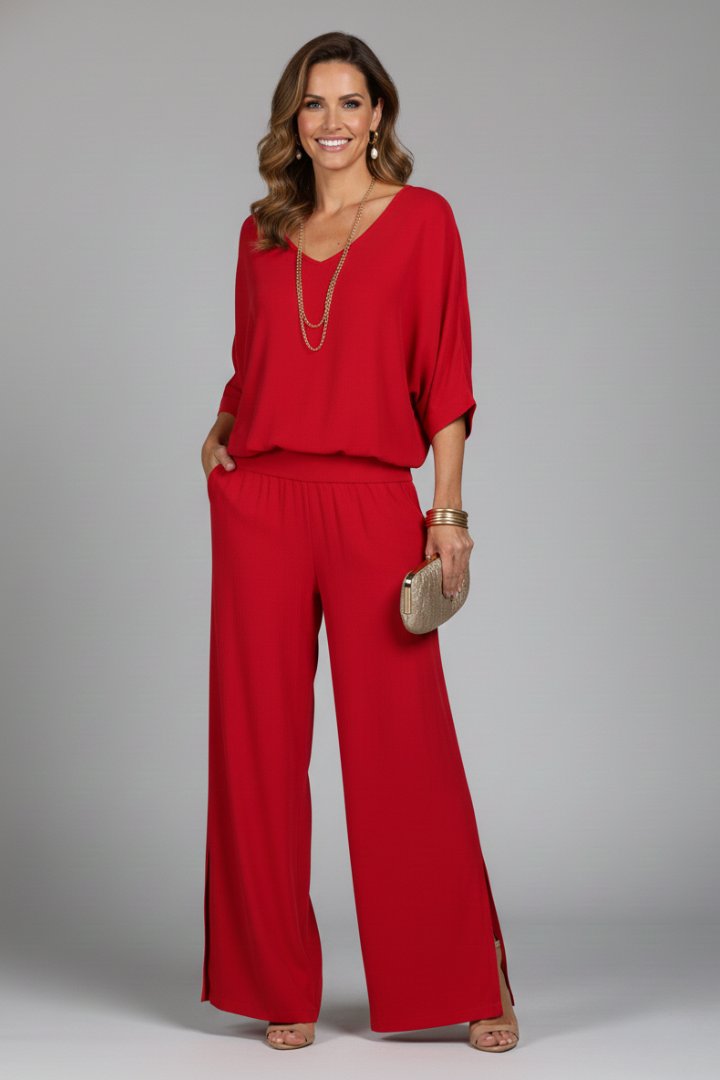 Wivaine | Women's Chiffon Batwing Wide-Leg Set View 11