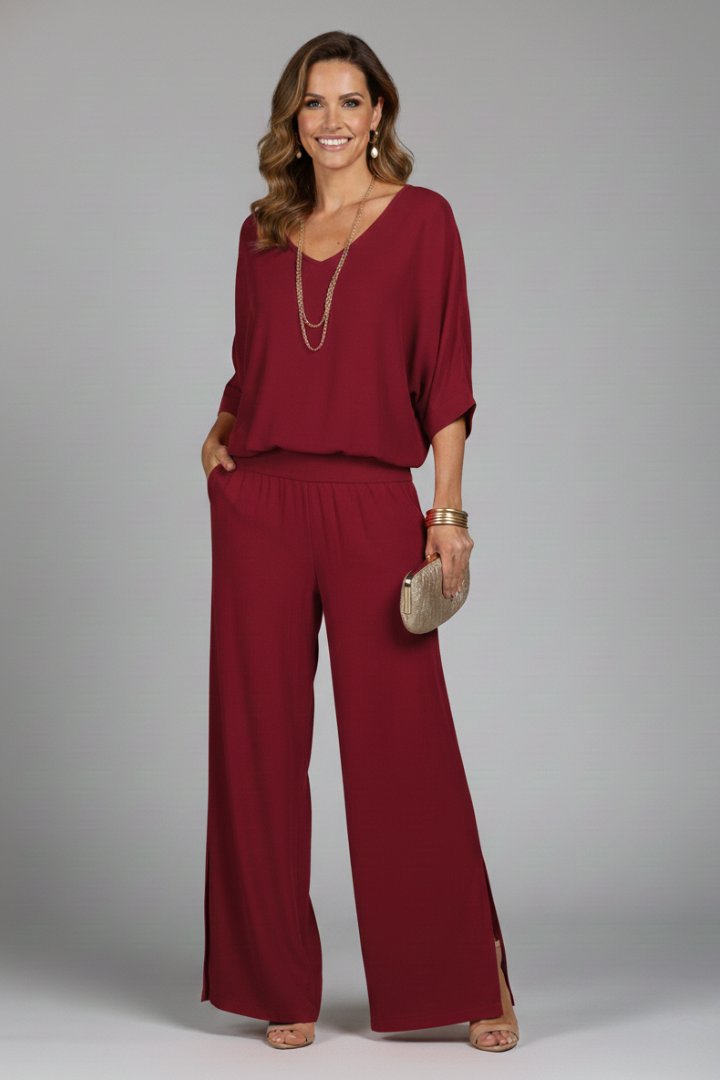 Wivaine | Women's Chiffon Batwing Wide-Leg Set View 12