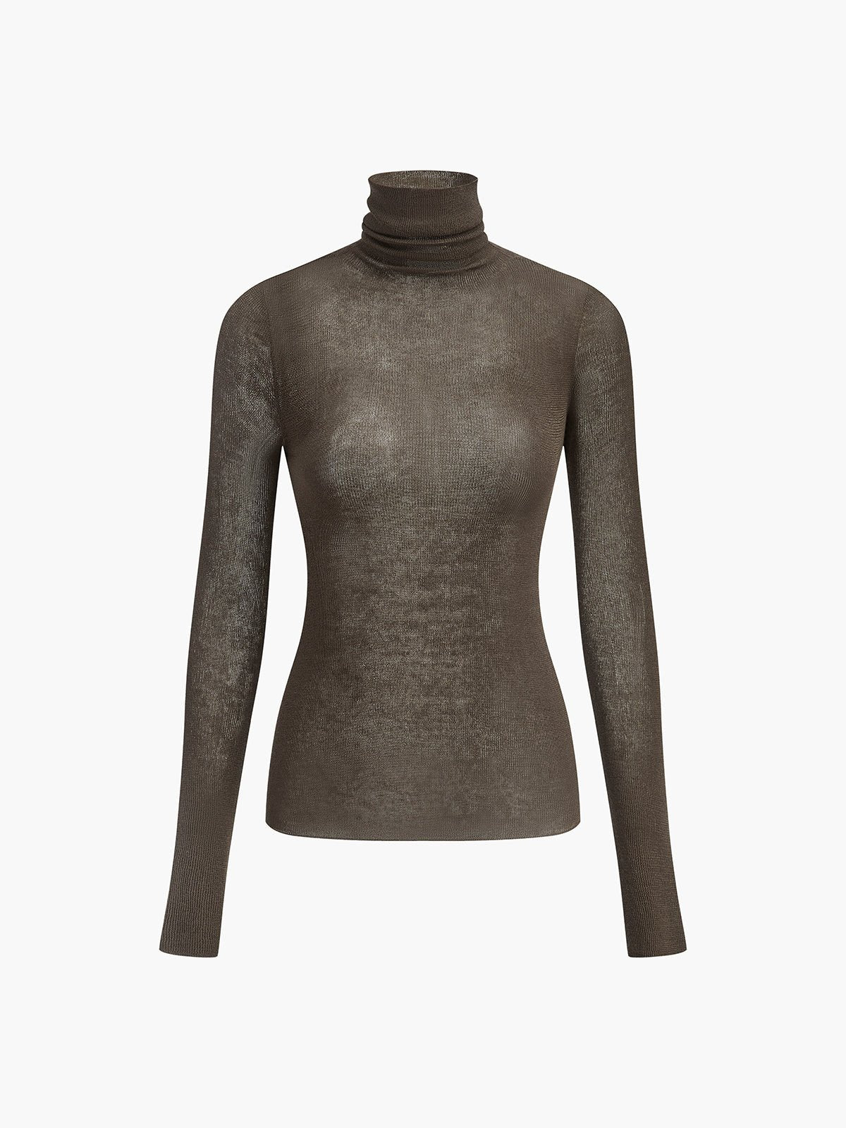 Wool-Blend Turtleneck Sheer Sweater View 11