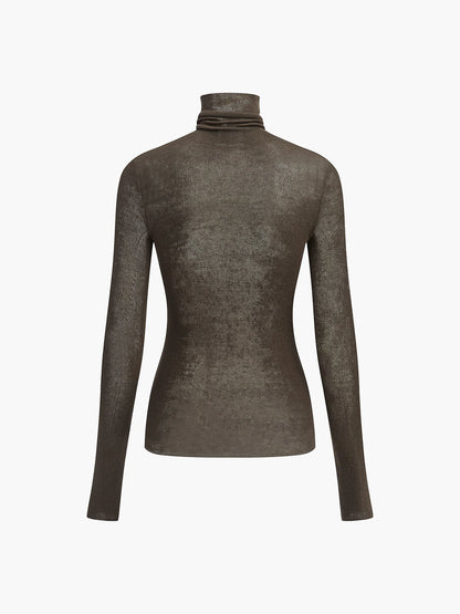 Wool-Blend Turtleneck Sheer Sweater View 12