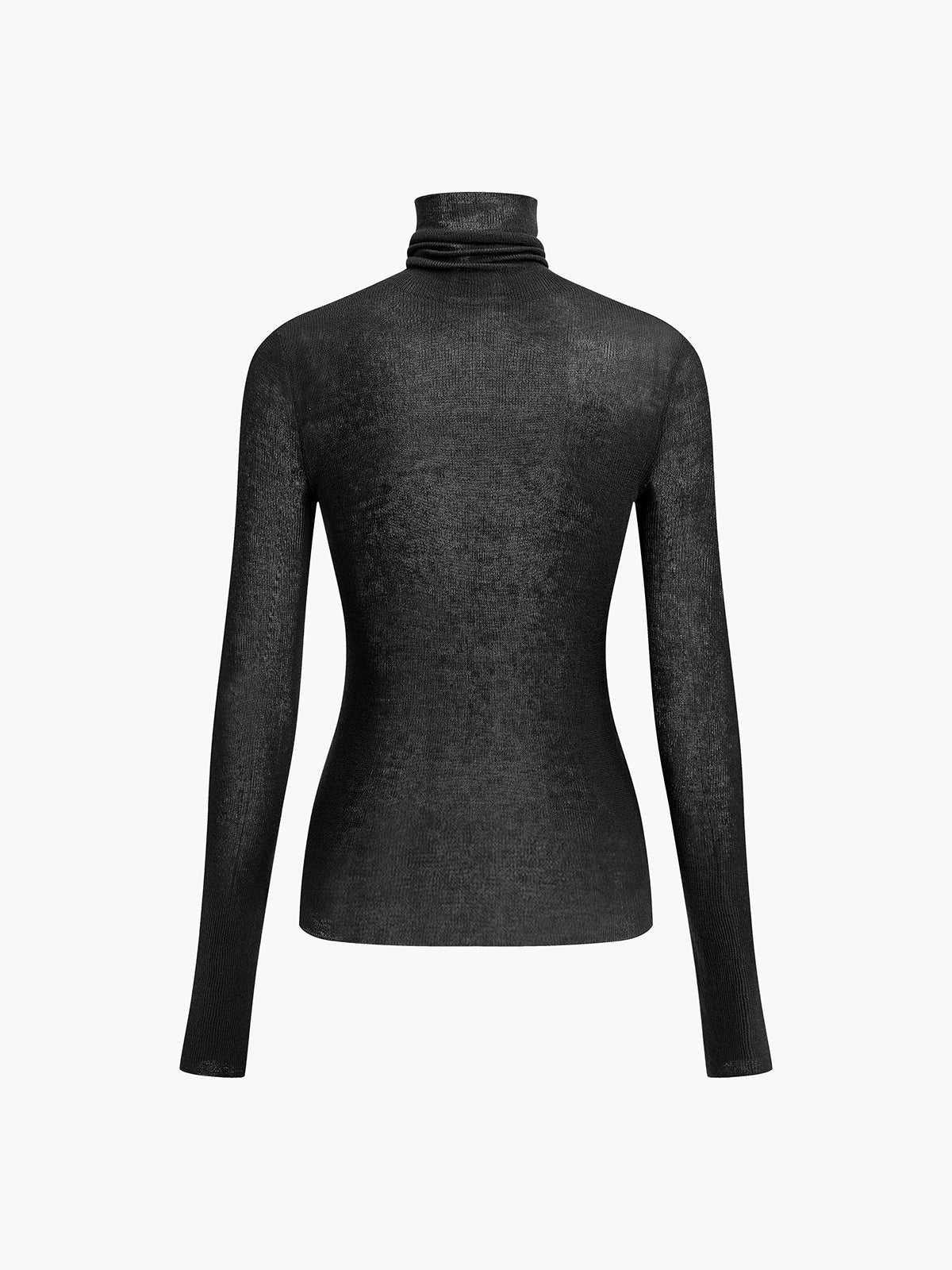 Wool-Blend Turtleneck Sheer Sweater View 16