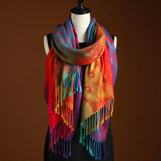 Wren | Peacock Boho Wrap Shawl Hero