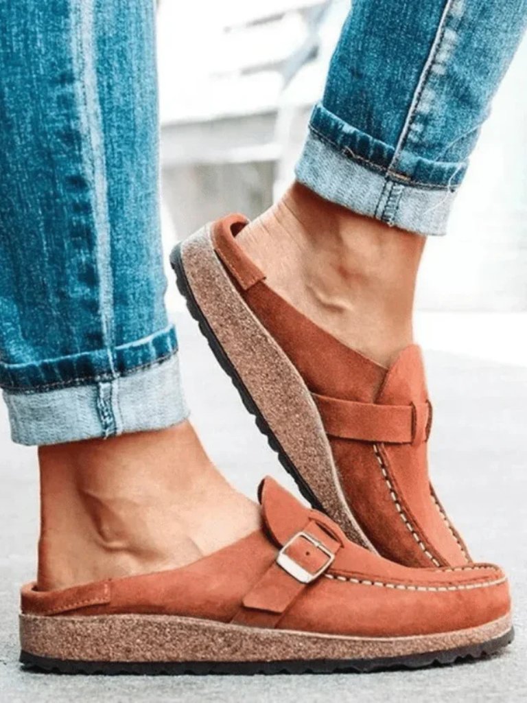 Wren | Women's Buckle Comfort Clogs Close Up